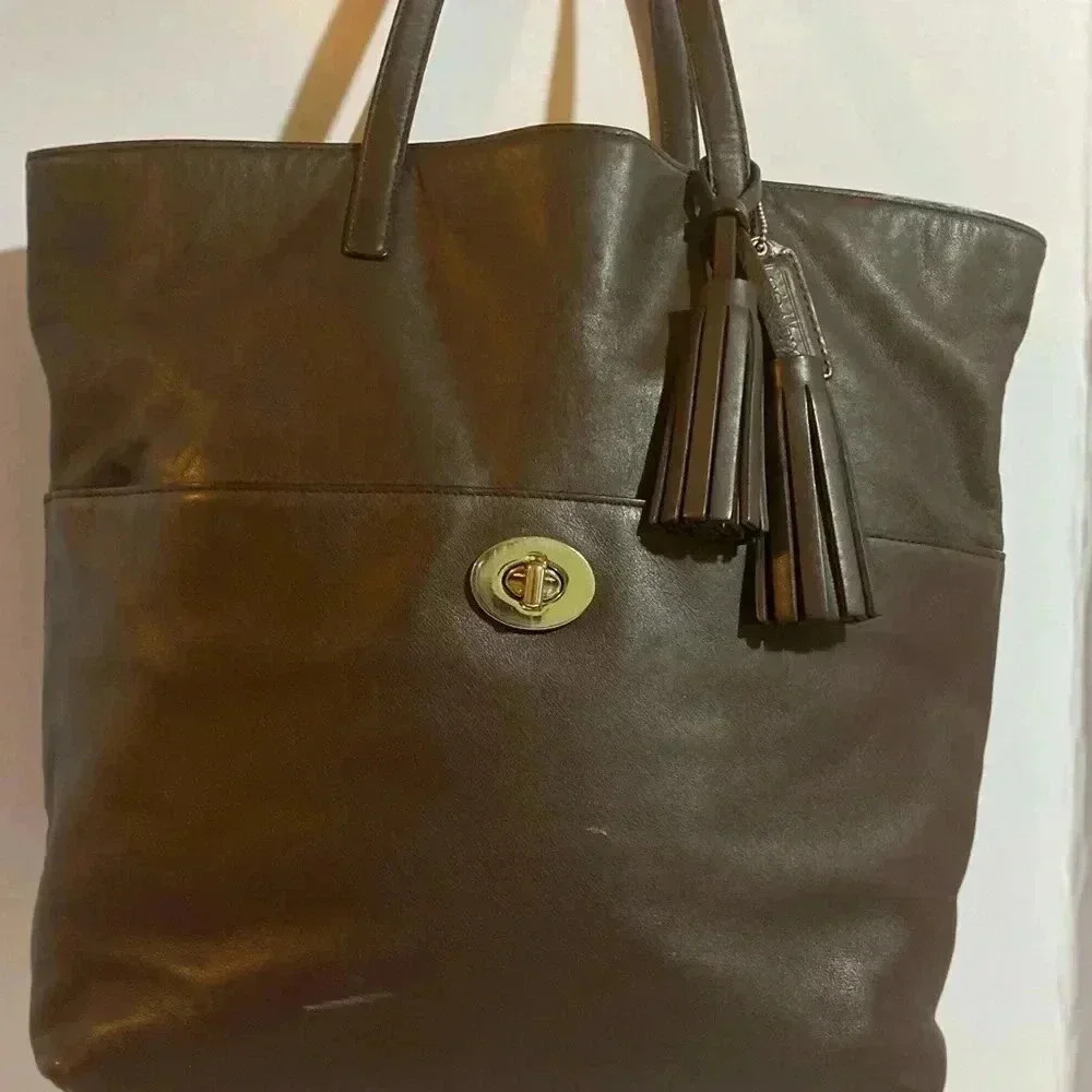 Coach vintage brown leather tote handbag